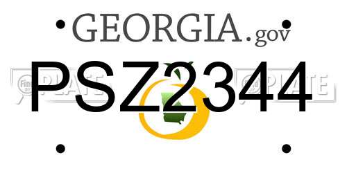 PSZ2344 Georgia License Plate