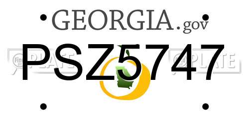 PSZ5747 Georgia License Plate