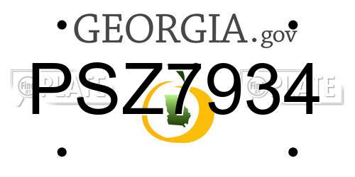 PSZ7934 Georgia License Plate