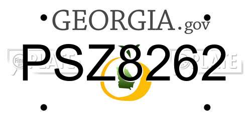 PSZ8262 Georgia License Plate