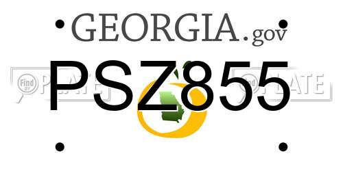 PSZ855 Georgia License Plate