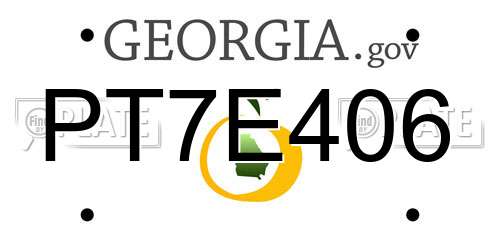 PT7E406 Georgia License Plate