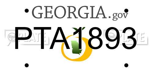 PTA1893 Georgia License Plate