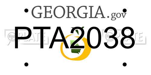 PTA2038 Georgia License Plate