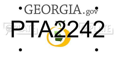 PTA2242 Georgia License Plate