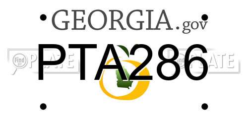 PTA286 Georgia License Plate
