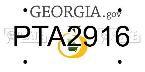 PTA2916 Georgia License Plate