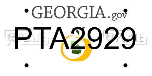 PTA2929 Georgia License Plate