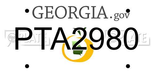 PTA2980 Georgia License Plate