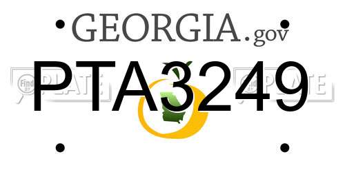 PTA3249 Georgia License Plate