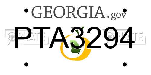 PTA3294 Georgia License Plate
