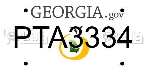PTA3334 Georgia License Plate