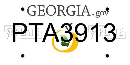 PTA3913 Georgia License Plate