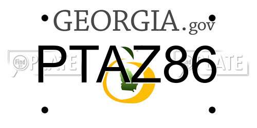 PTAZ86 Georgia License Plate