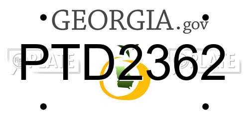 PTD2362 Georgia License Plate