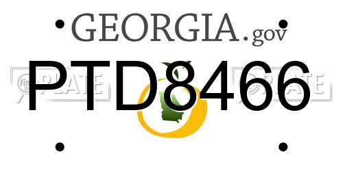 PTD8466 Georgia License Plate