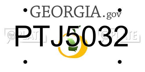 PTJ5032 Georgia License Plate