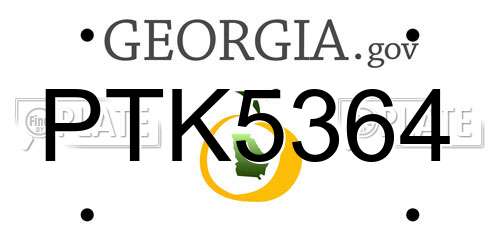 PTK5364 Georgia License Plate