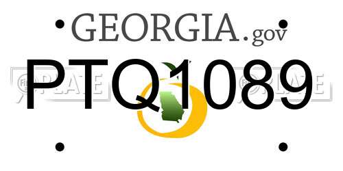 PTQ1089 Georgia License Plate