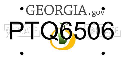PTQ6506 Georgia License Plate