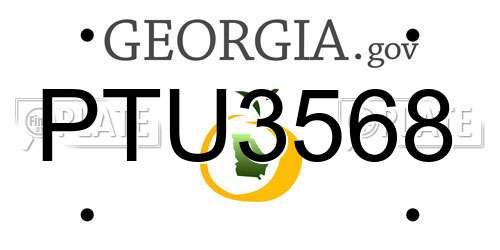 PTU3568 Georgia License Plate