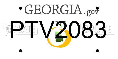 PTV2083 Georgia License Plate