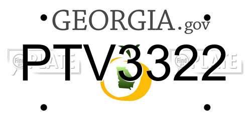 PTV3322 Georgia License Plate