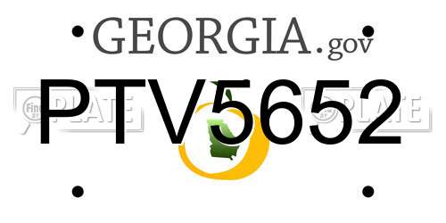 PTV5652 Georgia License Plate