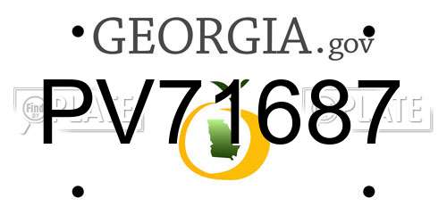 PV71687 Georgia License Plate
