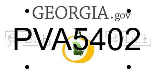PVA5402 Georgia License Plate