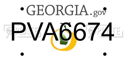 PVA6674 Georgia License Plate