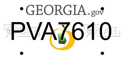PVA7610 Georgia License Plate
