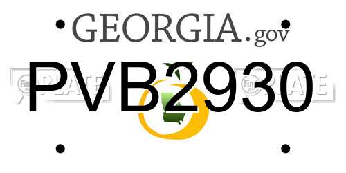 PVB2930 Georgia License Plate