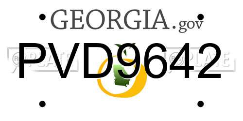 PVD9642 Georgia License Plate