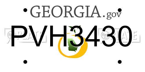 PVH3430 Georgia License Plate