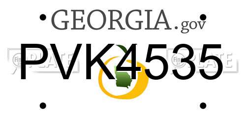 PVK4535 Georgia License Plate