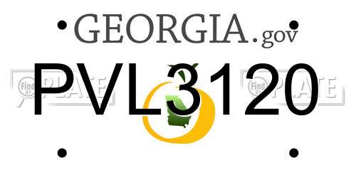 PVL3120 Georgia License Plate
