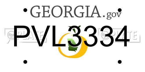 PVL3334 Georgia License Plate