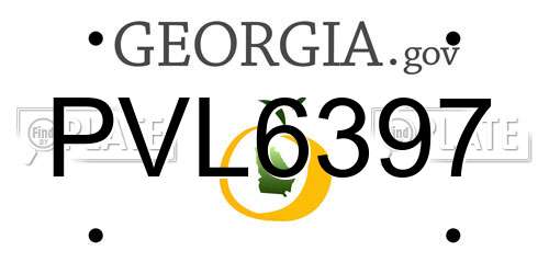 PVL6397 Georgia License Plate