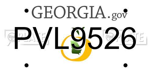 PVL9526 Georgia License Plate
