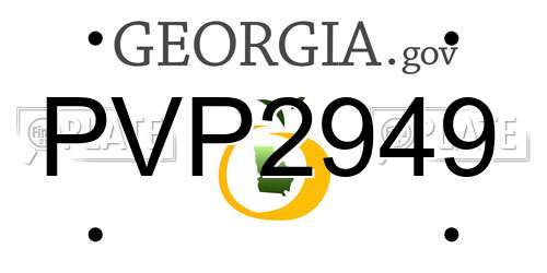 PVP2949 Georgia License Plate