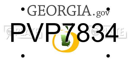 PVP7834 Georgia License Plate