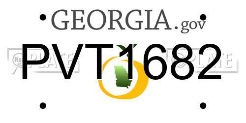 PVT1682 Georgia License Plate