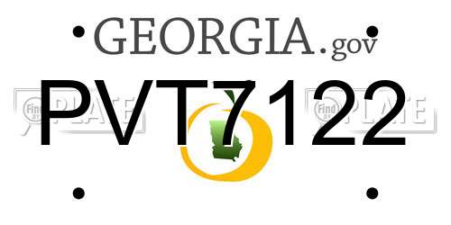 PVT7122 Georgia License Plate