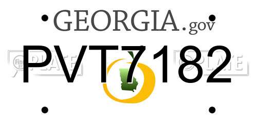 PVT7182 Georgia License Plate