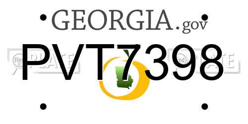 PVT7398 Georgia License Plate