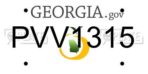 PVV1315 Georgia License Plate
