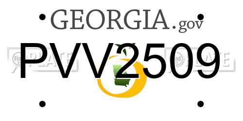 PVV2509 Georgia License Plate