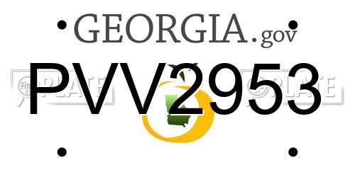 PVV2953 Georgia License Plate