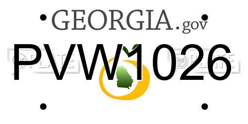 PVW1026 Georgia License Plate